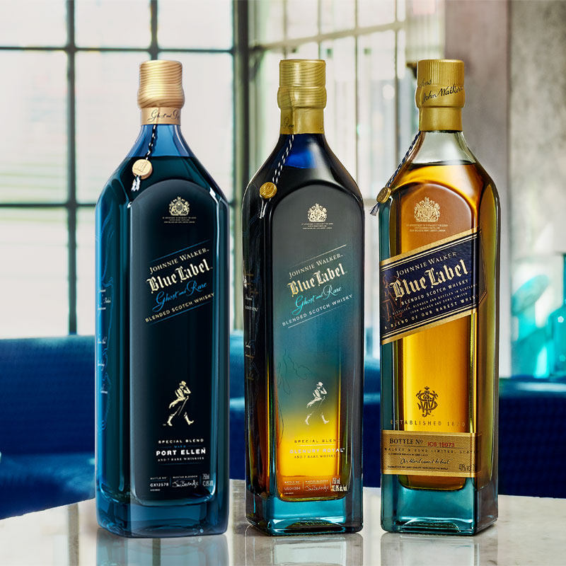 johnniewalker尊尼获加蓝牌苏格兰威士忌消逝的酒厂750ml3瓶洋酒