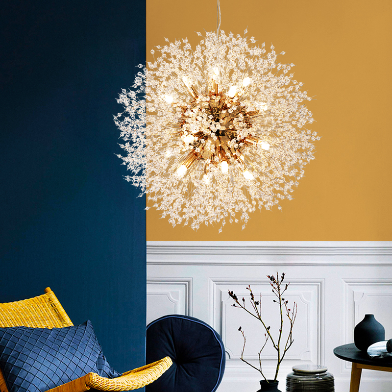 nordic net red lamps post-modern living room dining room bedroom creative personality clothing store crystal dandelion chandelier