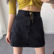 YoungGirlDay European and American wind high waist pocket cat catch A word 100 lap water to make old denim half body skirt short skirt