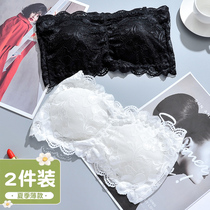 Lace Smears Underwear Woman No Shoulder Strap Fight Bottom Anti-Walking Light Summer Thin Inside Lap Anti-Slip Wrap Breast-Wrap Bra
