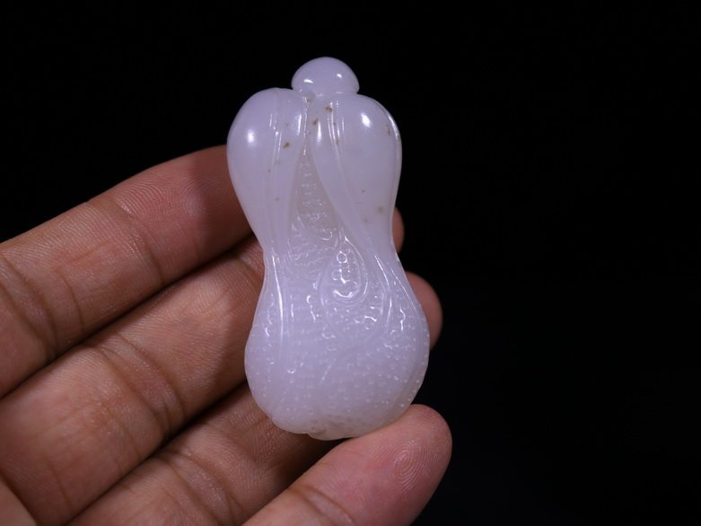 新疆和田玉脂白白玉百财白菜招财挂件吊坠玉佩玉坠男士女士玉石