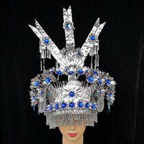 Miao Silver Headwear Minorities Wedding Hats Local Featured Festivals Performances Hats National Dance Performances