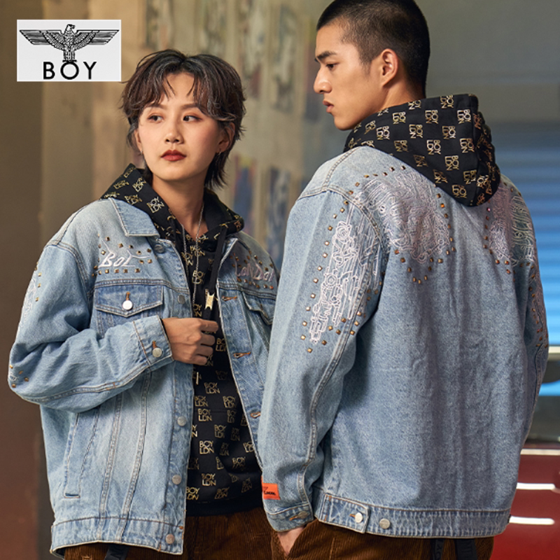 boylondon春秋款老鹰牛仔外套夹克