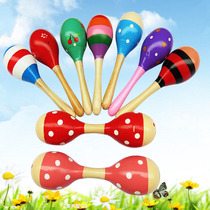 Orff percussion instrument wooden sand ball sand hammer toddler toy rattle toy medium sand hammer double head sand hammer