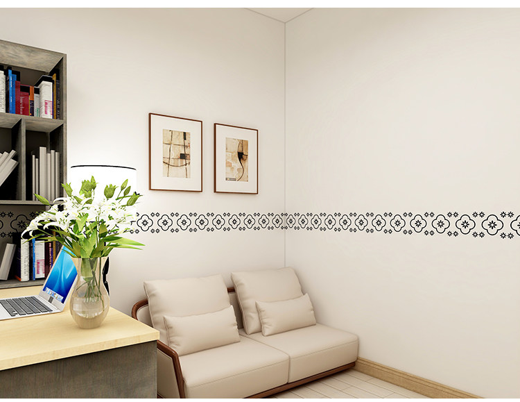 黑白简约创意腰卫生间浴室腰线花砖遮丑墙贴线自粘厨房防水防油贴