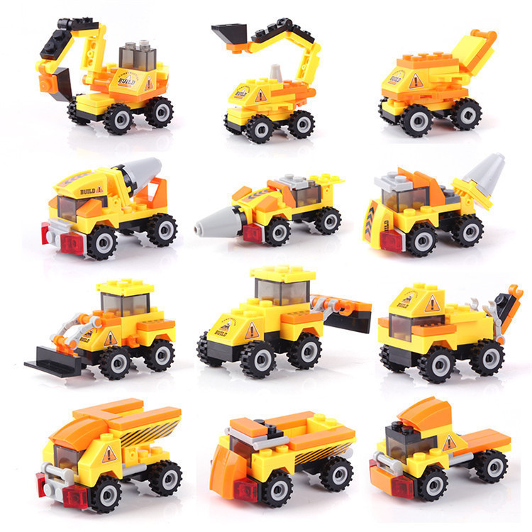 Children Intellect Toy Building Blocks Assembly Toy Plastic Parquet Puzzle Toy Engineering Car Series 1 Change 3 Type