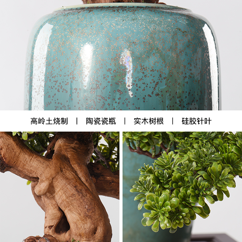 New Chinese style ceramic flower art simulation guest - the greeting pine tree furnishing articles example room pot sitting room porch teahouse hotel decoration