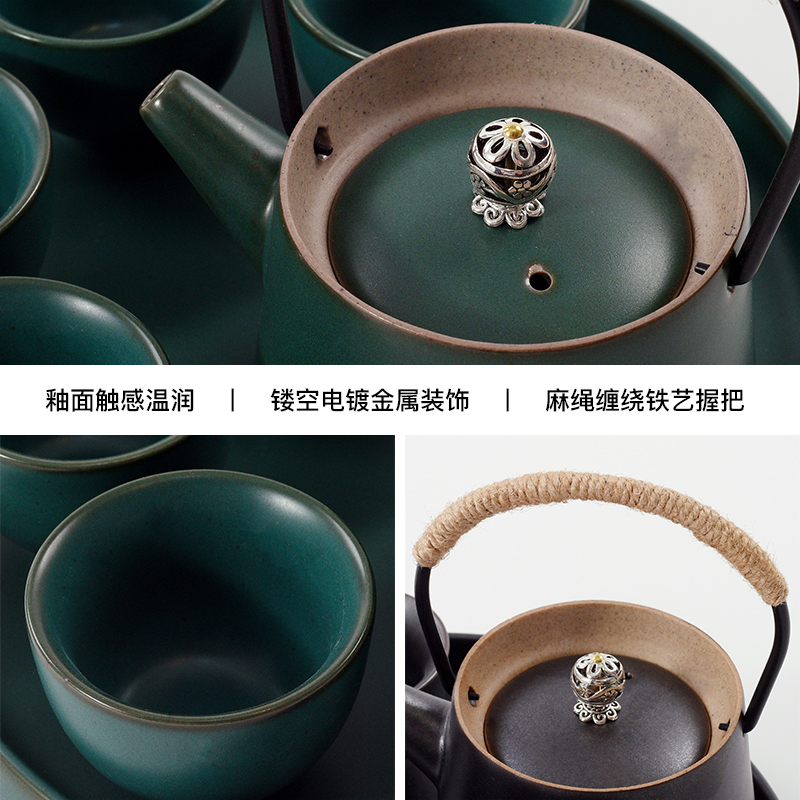 The New Chinese zen tea tea set example room soft furnishing articles ceramic kung fu tea set teahouse tea table decorations