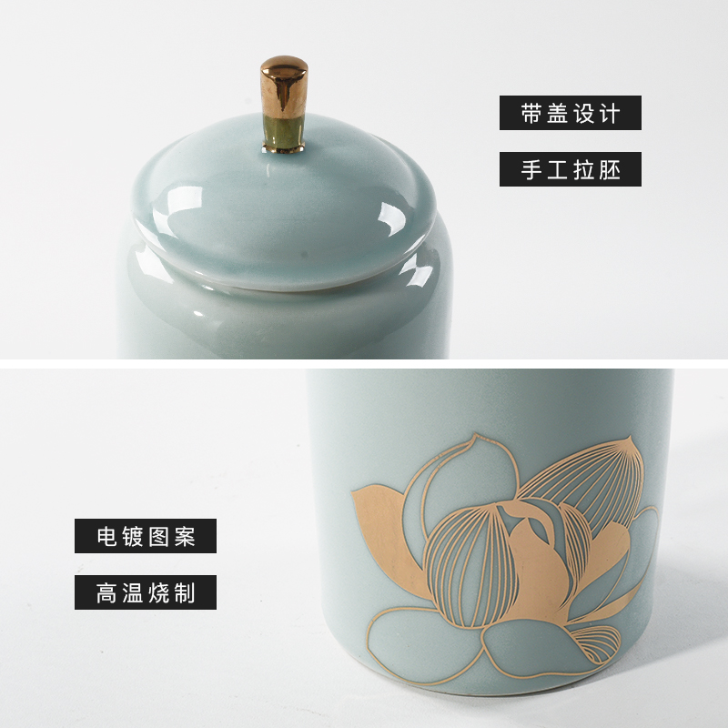 New Chinese style tank cyan porcelain lotus leaf in home furnishing articles sample room tea house sitting room porch window decorations