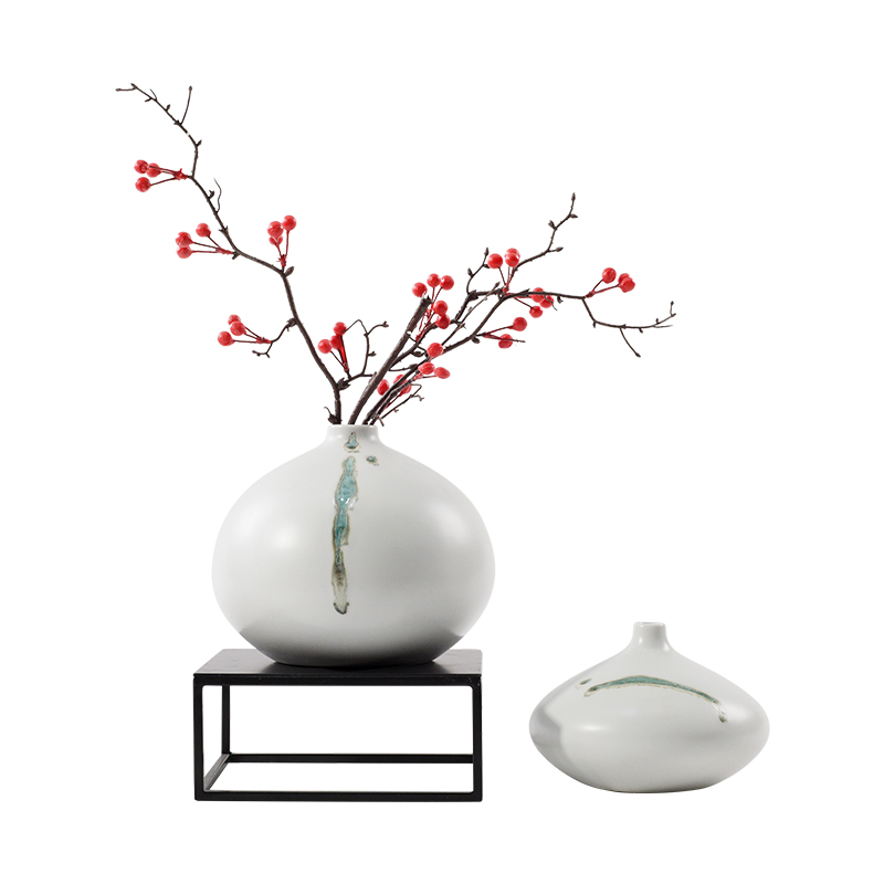 New Chinese style fine expressions using flower arranging ceramic vase decoration teahouse tea table desktop sitting room porch white flowers, furnishing articles