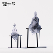 New Chinese ink and wash Zen monk master ornaments model room tea room porch partition cabinet iron resin crafts