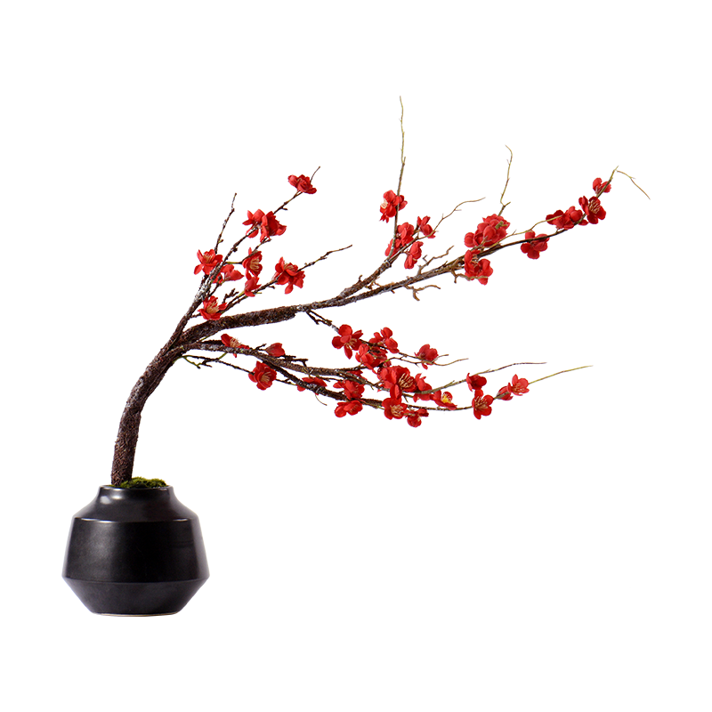 New Chinese style simulation red name plum green plant bonsai flower art feel of the sitting room porch ark side ceramic flower decorations