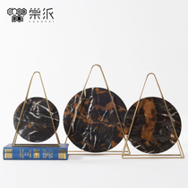 Modern light luxury marble geometric triangle ornaments new Chinese living room porch TV cabinet round soft decoration