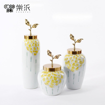 Creative flower arrangement Ceramic Vase ornaments European TV cabinet living room porch soft decoration model room storage tank