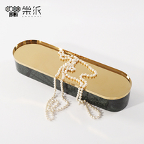 Modern light luxury marble storage tray model room living room coffee table decoration bathroom sink decoration