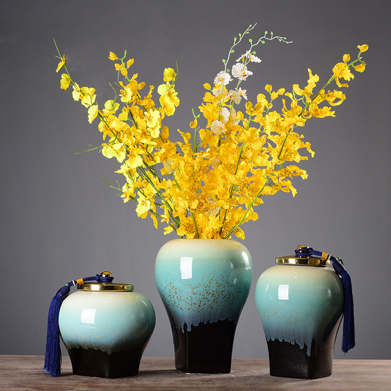 New Chinese style in modern ceramic storage jar with cover the sitting room porch vase furnishing articles classical ink painting decorative arts and crafts