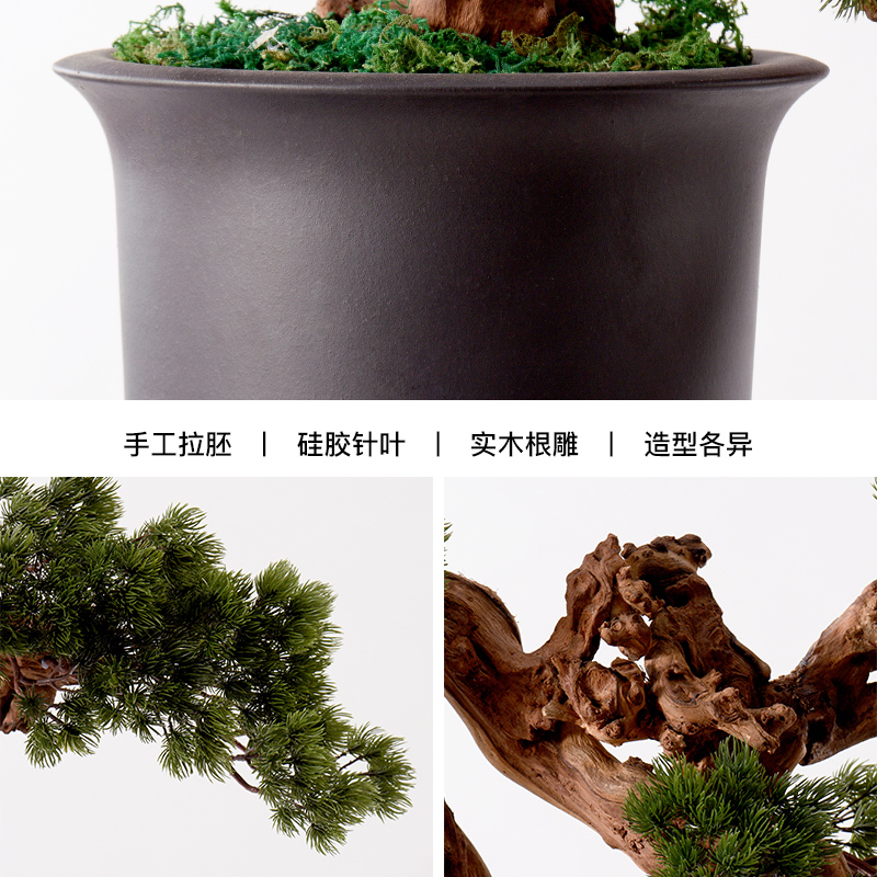 New Chinese style guest - the greeting pine furnishing articles hotel example room decoration indoor sitting room false bonsai podocarpus potted ceramics