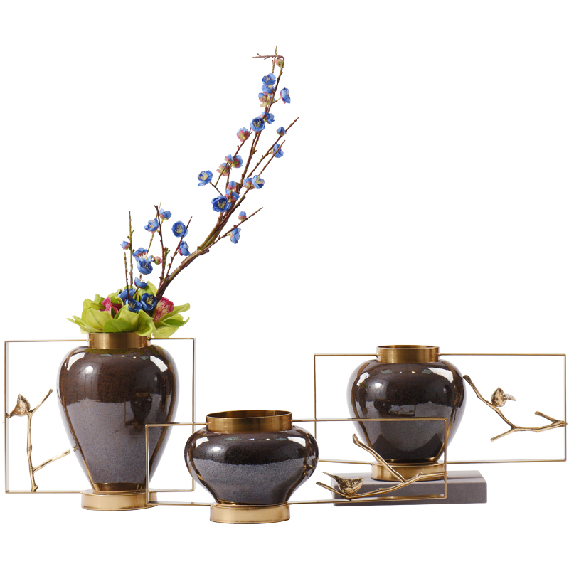 New classical light key-2 luxury ceramic vase simulation flower, flower implement hotel villa model room porch soft decoration