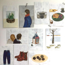 Double-sided pattern postcard greeting card ins Nordic style simple oil painting illustration Retro card photo posing props