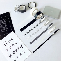 ins Simple black and white tape Simple hand-torn washi creative tape Room dormitory decoration wall sticker Sticker strip