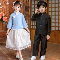 New childrens Republic of China student clothing childrens clothing costumes girls costumes Republic of China style suits poetry recitation chorus clothes class clothes