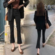 Display Slim 100 Hitch Black Microhorn Jeans Woman 2020 Autumn winter new high waist Gardenting 90% small subs