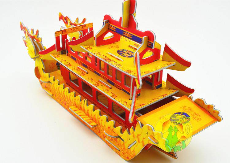 赛端午节礼物批发幼儿园作业早教儿童创意手工制作材料拼装龙舟-其他