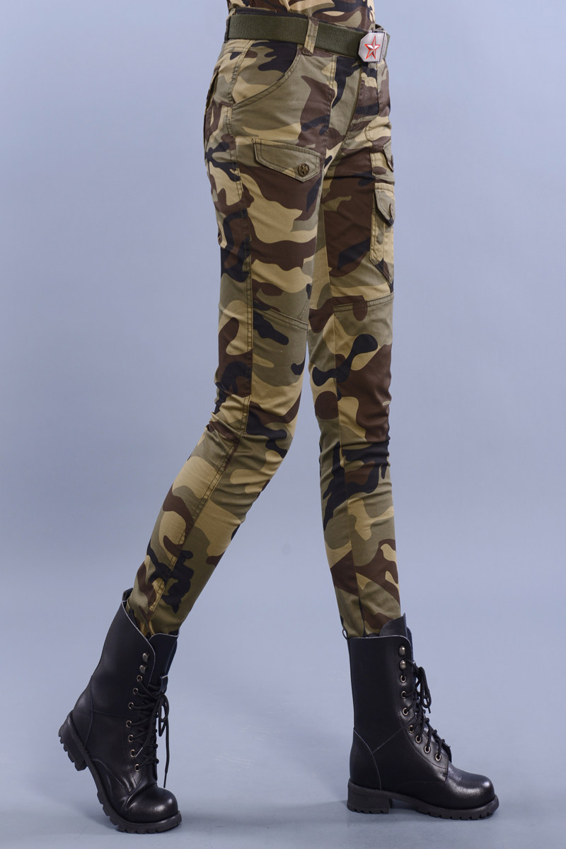2019新款迷彩裤小脚裤休闲裤 户外水兵舞多口袋迷彩修身弹力裤