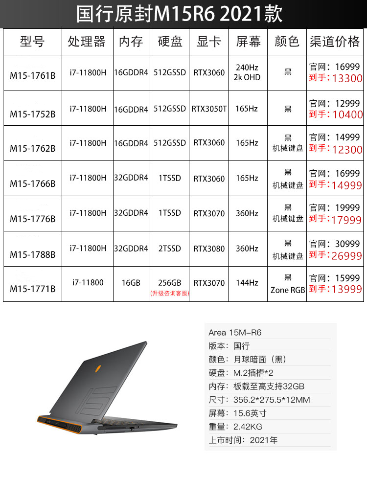 外星人m17r4配置列表图片