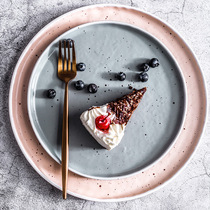 ins Nordic ceramic tableware Bowl plate household dish steak plate dinner plate simple Western plate eating bowl single