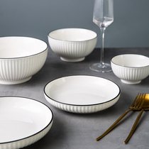 Nordic ceramic bowl creative minimalist tableware combination personality Japanese home dishes ins Wind Net red plate