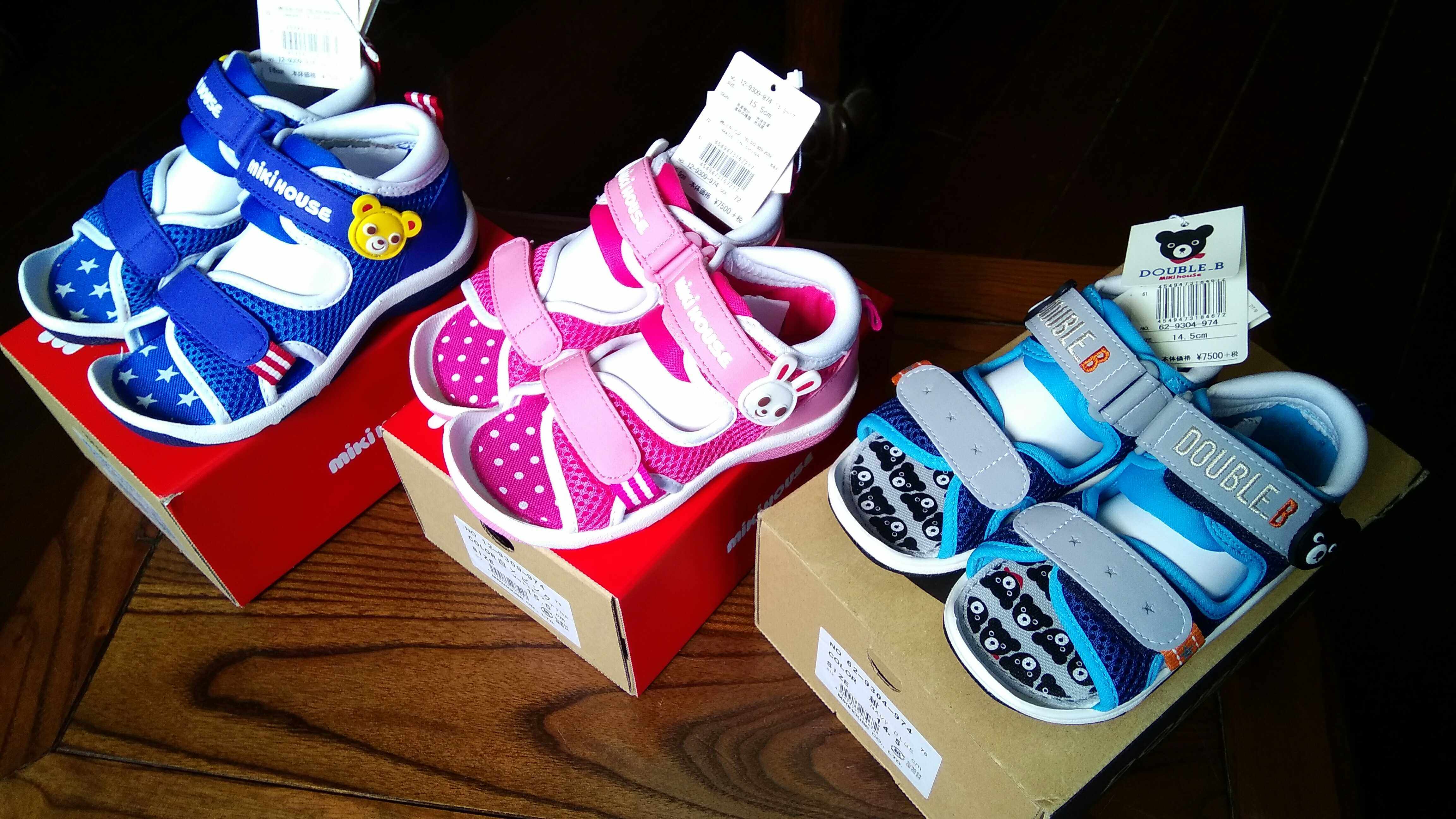 亏本清仓 现货 日本mikihouse蓝熊粉兔魔术贴凉鞋护趾12-9309-974