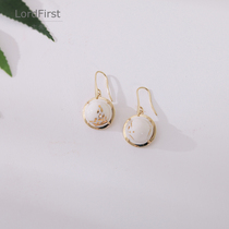 LordFirst designed original handmade porcelain gold earrings single ball a total of two colors handmade