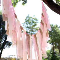 European and American wedding decoration Hemp Cloth Lace Flag Festival Party Laqi Swing Pieces Lace Linen Triangular Flag Hanging Strips