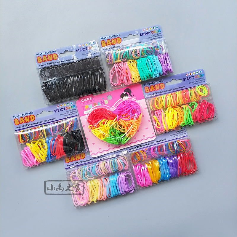 Children rubber fascia Korea Colour boxed with finger ring small ring large ring girl styled hair accessories Strong pull constantly ratting