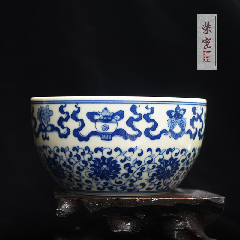 Yihong maintain the jingdezhen blue and white hidden in a large cylinder cup sample tea cup firewood hand - made teacup master cup single CPU