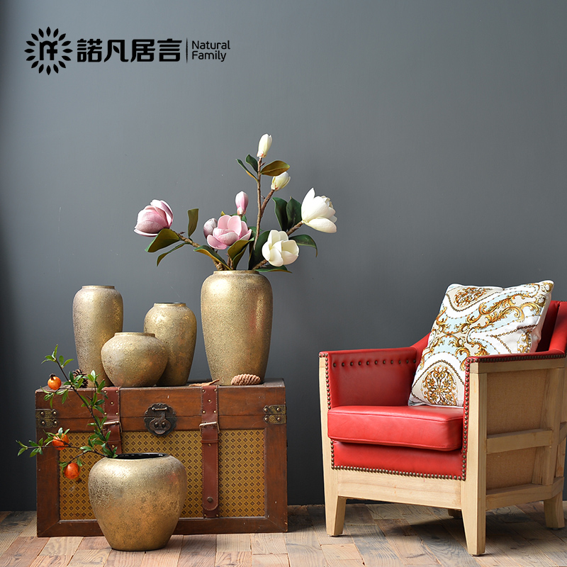 Mesa of ceramic vase sitting room place dried flower arranging flowers European - style villa hotel club champagne gold decoration decoration