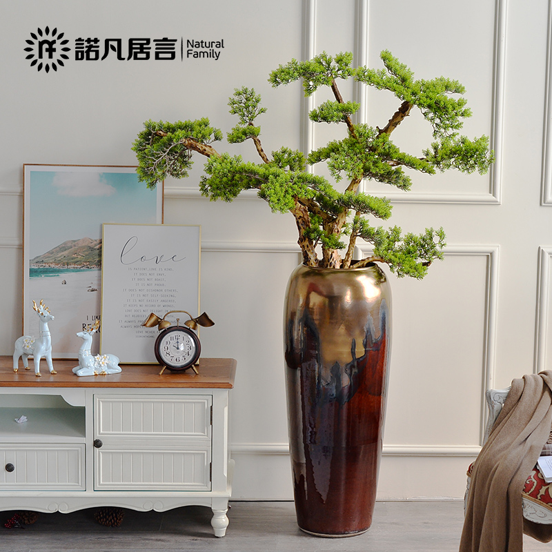 Jingdezhen ceramic vase landing large northern dry flower arranging furnishing articles retro flower pot sitting room decoration time of your life