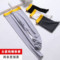 Women's Fall Pants Handsome T Fashion Brand Les Medium Waist Thin Warm Pure Cotton Wide Border Large Size Autumn Winter Unisex Pants