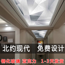 Modern ceiling ceiling decoration 3d art ceiling glass corridor aisle porch acrylic light transparent stone