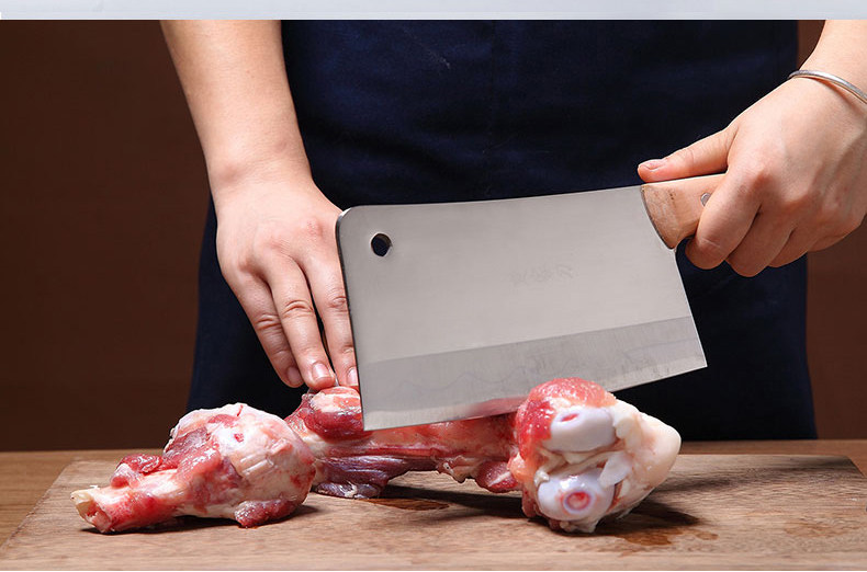 正品楚家刀 9铬钢剁骨/砍骨/斩骨刀 实木手柄刀 厨房用切菜刀具_不