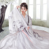 Yunyan Hanfu Womens Flap Waist Skirt White Ink Painting Hanfu Ancient Clothing Fairy Tang Dress 2021 Chinese Style