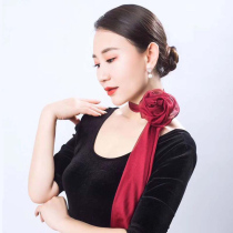 Belly dance gauze Flower scarf Long silk scarf Body etiquette college Solid color Oriental dance accessories simulation silk woman