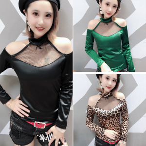 Autumn New Slim Sexy Net Long Sleeve Top T-shirt 6211-2