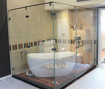 Customized rectangular L-shaped bathroom dry and wet separation shower room single-shaped toilet partition glass door