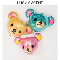 (Auspicious Props) 25-inch 4D Solid cute version Small bear head Animals Cartoon birthday party Gathering decorations
