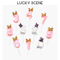 (Auspicious props)Bow hat birthday candle Princess Prince party decoration warm packaging ideas