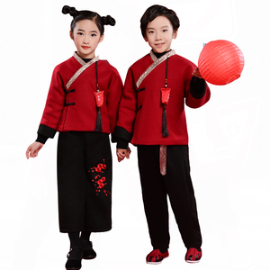 儿童唐装男童女童过年喜庆宝宝古装新年汉服中国风拜年服周岁礼服