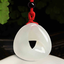 Hetian jade pendant Mens and womens Hetian white jade fortune jade pendant pendant Jewelry jade necklace