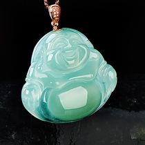 Jade Jade Buddha pendant female ice waxy Buddha male Jade pendant Laughing Buddha Jade Maitreya Buddha Clavicle chain pendant